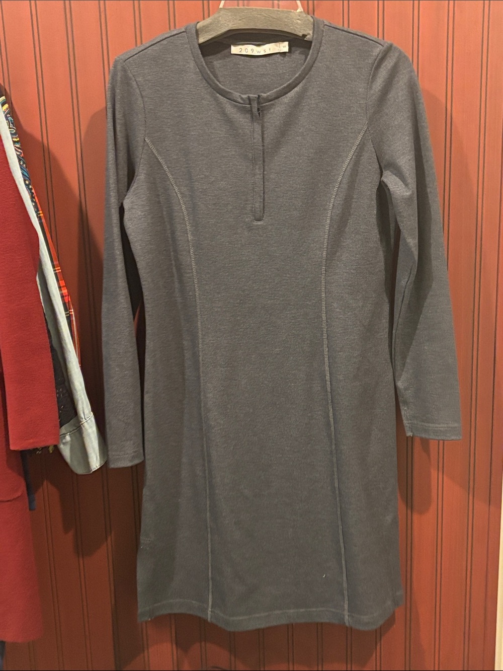 Gray Long-Sleeve Shift Dress